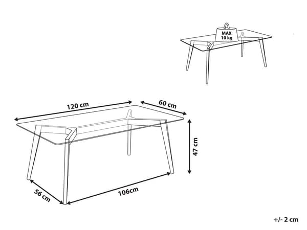 Spisebord Gennemsigtig Glasbordplade Klar Træben Rektangulær 120 x 60 cm Skandinavisk Minimalistisk Design