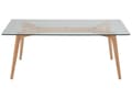 Miniatyrbillede 4 af 6: Spisebord Gennemsigtig Glasbordplade Klar Træben Rektangulær 120 x 60 cm Skandinavisk Minimalistisk Design