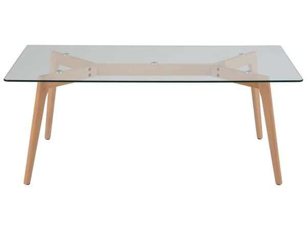 Spisebord Gennemsigtig Glasbordplade Klar Træben Rektangulær 120 x 60 cm Skandinavisk Minimalistisk Design