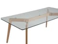 Miniatyrbillede 5 af 6: Spisebord Gennemsigtig Glasbordplade Klar Træben Rektangulær 120 x 60 cm Skandinavisk Minimalistisk Design