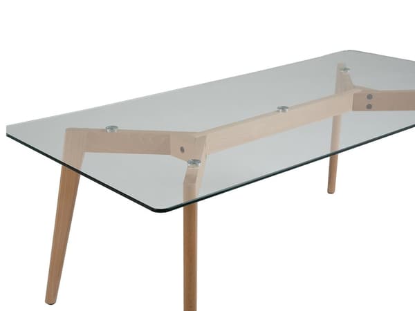 Spisebord Gennemsigtig Glasbordplade Klar Træben Rektangulær 120 x 60 cm Skandinavisk Minimalistisk Design