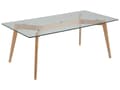 Miniatyrbillede 1 af 6: Spisebord Gennemsigtig Glasbordplade Klar Træben Rektangulær 120 x 60 cm Skandinavisk Minimalistisk Design