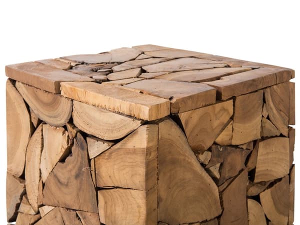 Sofabord Teaktræ Naturfarve 45 x 30 cm Terninger Boho Stil
