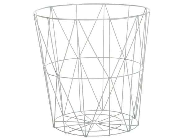 Sofabord med Opbevaring Bordplade Lyst Træ Hvid Metalbund ø 40 cm Skandinavisk Stil