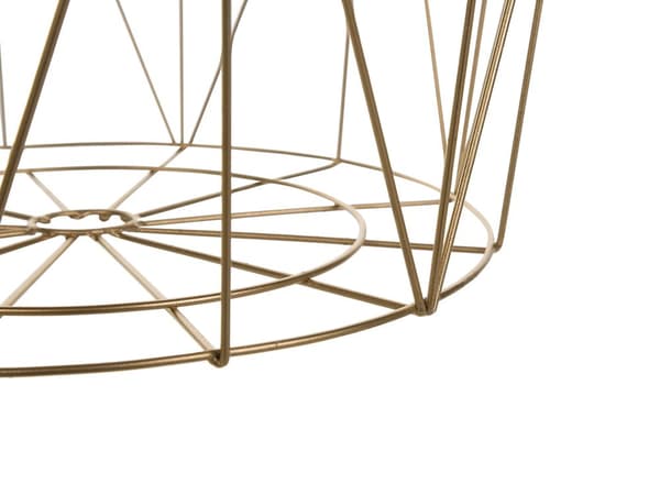 Sidobord Ljust Trä Guld Metall Avtagbar Skiva Förvaring Trådkorg Geometrisk Glam
