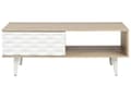 Miniatyrbillede 4 af 11: Sofabord lyst træ hvidt geometrisk mønster 46 x 120 cm skuffe hylde moderne