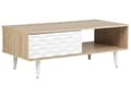 Miniatyrbillede 1 af 11: Sofabord lyst træ hvidt geometrisk mønster 46 x 120 cm skuffe hylde moderne