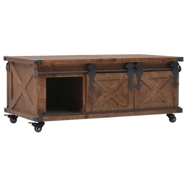 vidaXL sofabord i massivt grantræ 91 x 51 x 38 cm brun