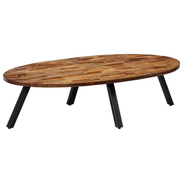 vidaXL sofabord massivt genanvendt teak oval 120 x 60 x 30 cm