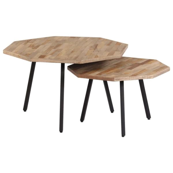 vidaXL Sofabordsett 2 stykker sekskantet gjenvunnet teak change2