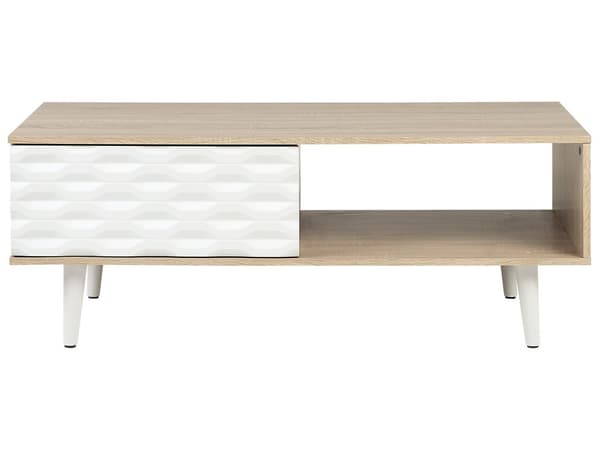 Soffbord Ljust trä Vit spånskiva med 1 låda