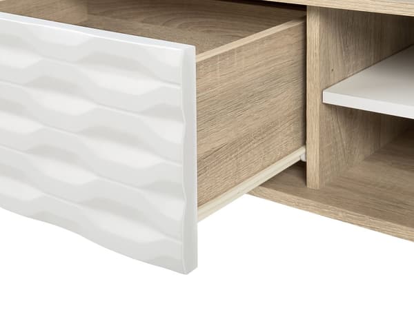 Soffbord Ljust trä Vit spånskiva med 1 låda