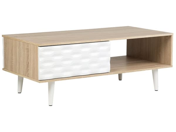 Soffbord Ljust trä Vit spånskiva med 1 låda