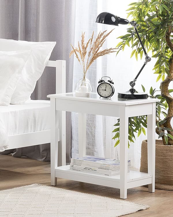 Hvid Glasbordplade 57 x 40 cm med Hylde Skandinavisk Stil