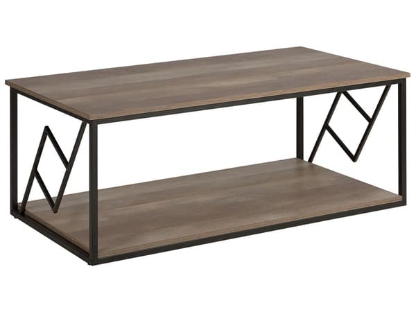 Sofabord Mørkt Træ Sort Metal 120 cm Sidebord Moderne Rustik Industriel Design til Stue Tilbehør Hjørnebord Indretning Stuemøbel