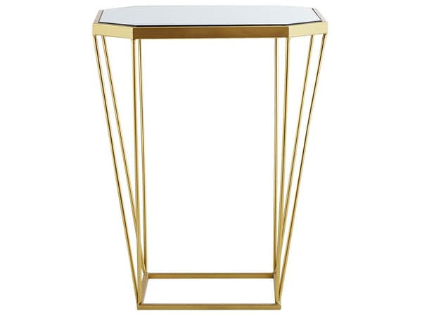 Set med 2 sidobord Metall Guld Bas Glas Speglad Rund Top Dekorativ Glam