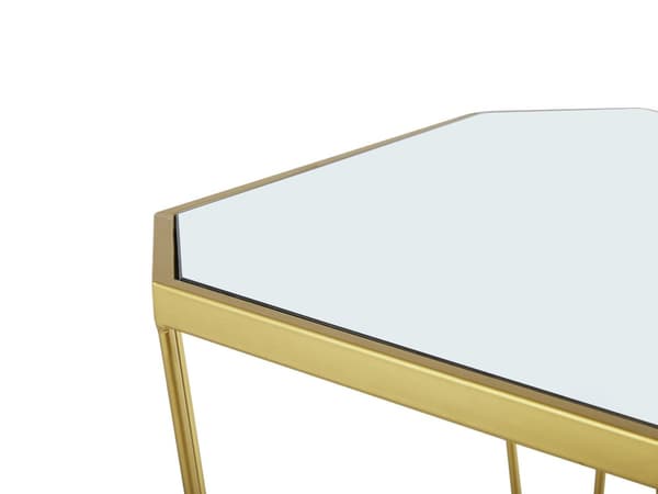 Set med 2 sidobord Metall Guld Bas Glas Speglad Rund Top Dekorativ Glam