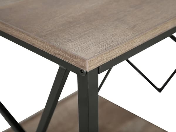 Sivupöytä tumma puu lastulevy mustat metallijalat 56 x 56 x 56 cm hyllyllä industriaalinen