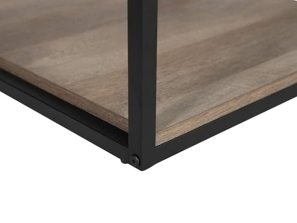 Sivupöytä tumma puu lastulevy mustat metallijalat 56 x 56 x 56 cm hyllyllä industriaalinen