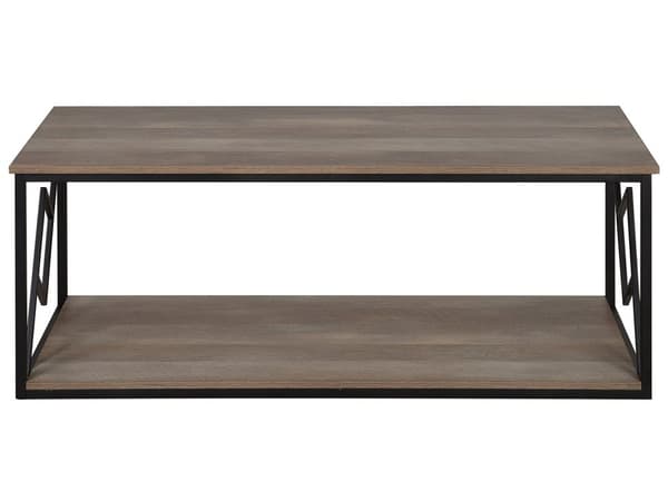 Sohvapöytä tumma puu lastulevy mustat metallijalat 120 x 60 x 46 cm hyllyllä industriaalinen