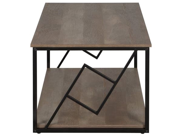 Sohvapöytä tumma puu lastulevy mustat metallijalat 120 x 60 x 46 cm hyllyllä industriaalinen