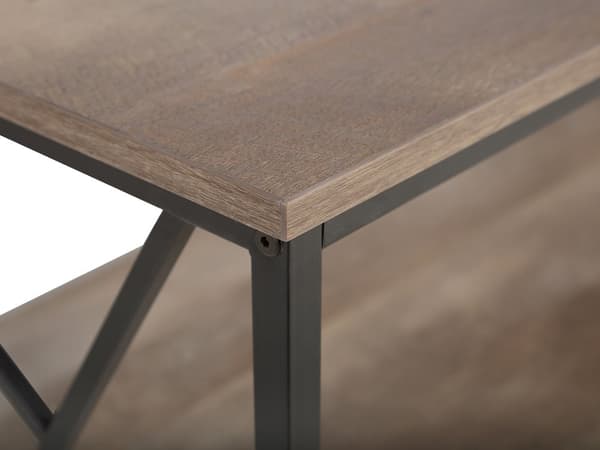 Sohvapöytä tumma puu lastulevy mustat metallijalat 120 x 60 x 46 cm hyllyllä industriaalinen
