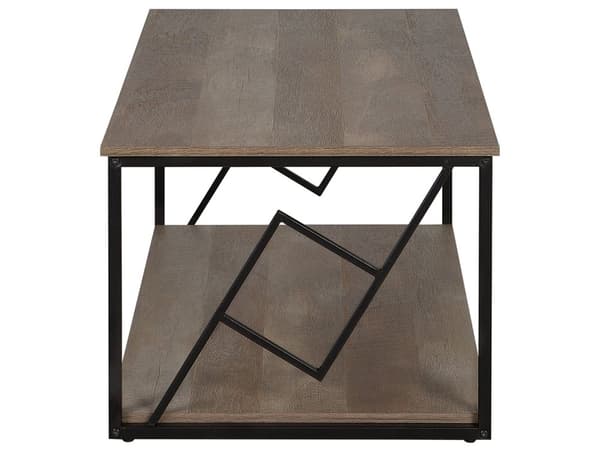 Soffbord Mörkbrun Skiva Metallram Svart 120 x 60 cm Rektangulär Modern Industriell Vardagsrum Kaffebord