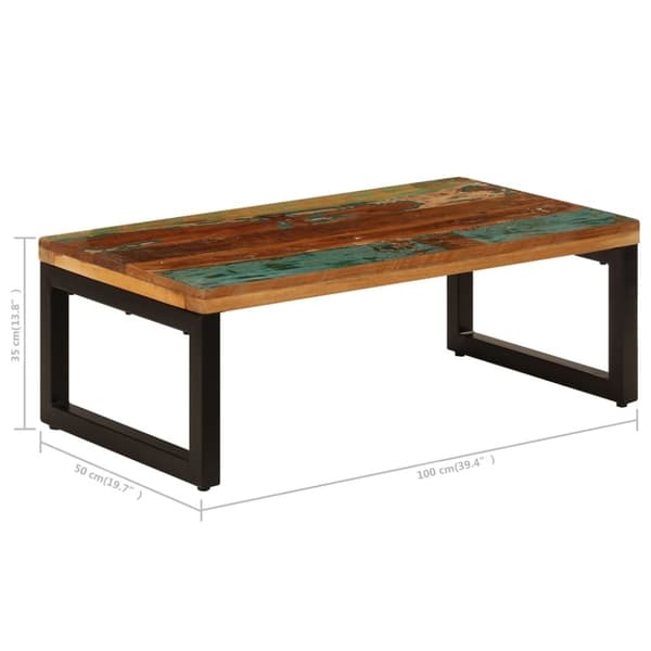 vidaXL Soffbord 100x50x35 cm massivt återvunnet trä och stål