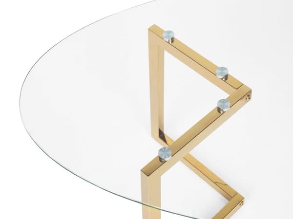 Sofabord Guld Stål med Hærdet Glas 45 x 60 cm Moderne Transparent Oval Hjørnebord til Stue Indretning Høj Kvalitet Inspiration