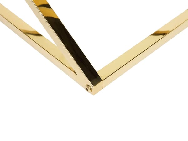 Sofabord til stuen guld gennemsigtig glasplade firkantet metal skinnende stel 60 x 60 x 45 cm glamourdesign