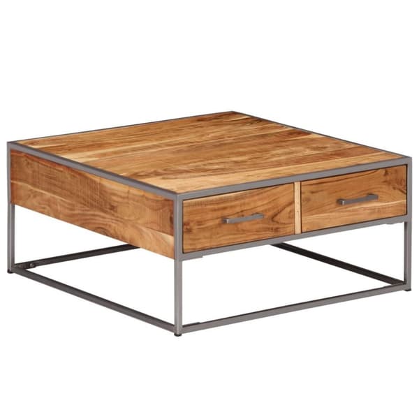 vidaXL sofabord masivt akacietræ 75 x 75 x 35 cm