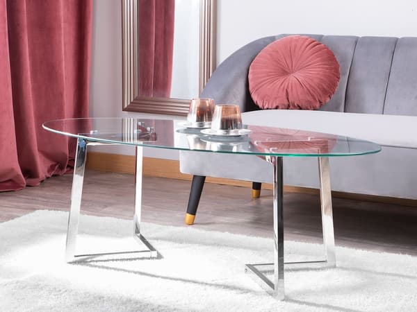 Soffbord Silver Transparent Metall Glas 120 x 60 cm Modern