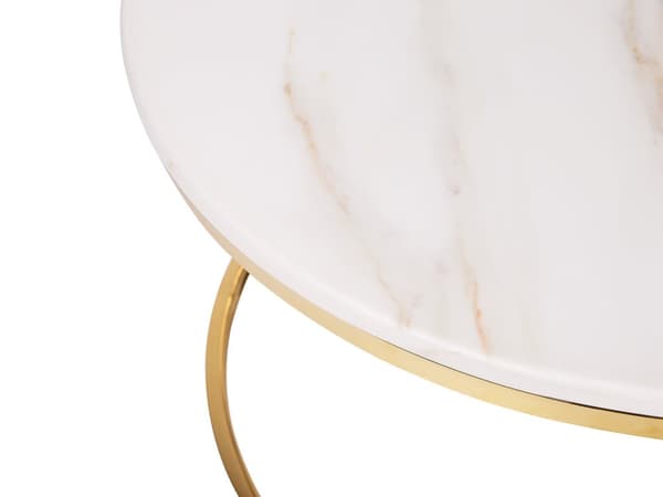 Soffbord Beige Guld Marmoreffekt ø 70 cm Rund Modern