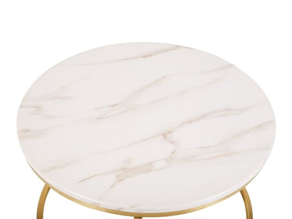 Soffbord Beige Guld Marmoreffekt ø 70 cm Rund Modern
