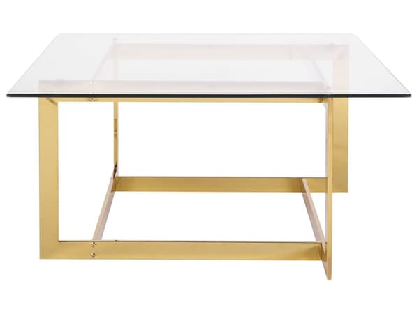 Soffbord Guld Bas Metallram Glasskiva Fyrkantig Kaffebord Glam Design