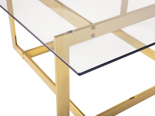 Soffbord Guld Bas Metallram Glasskiva Fyrkantig Kaffebord Glam Design