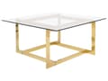 Miniatyrbild 1 av 6: Soffbord Guld Bas Metallram Glasskiva Fyrkantig Kaffebord Glam Design