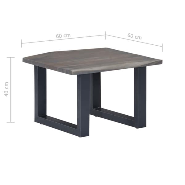 vidaXL Sofabord med livlige kanter grå 60x60x40 cm heltre akasie