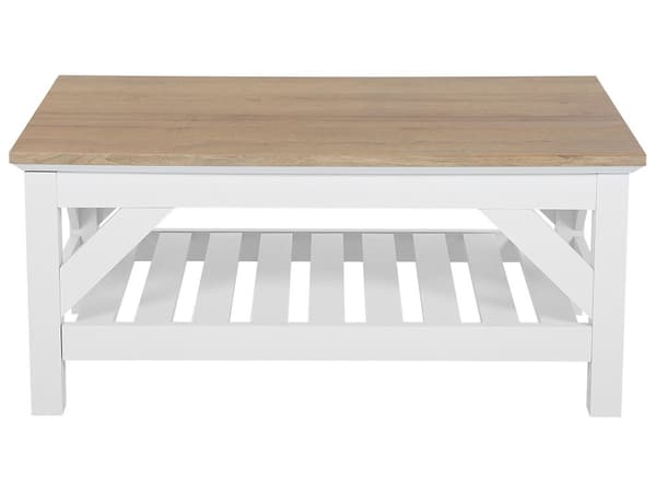 Sofabord hvidt lys træplade 46 x 101 cm hylde skandinavisk stil