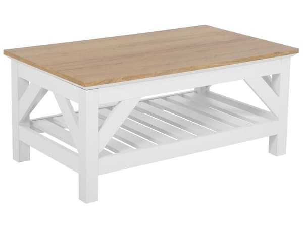 Sofabord hvidt lys træplade 46 x 101 cm hylde skandinavisk stil