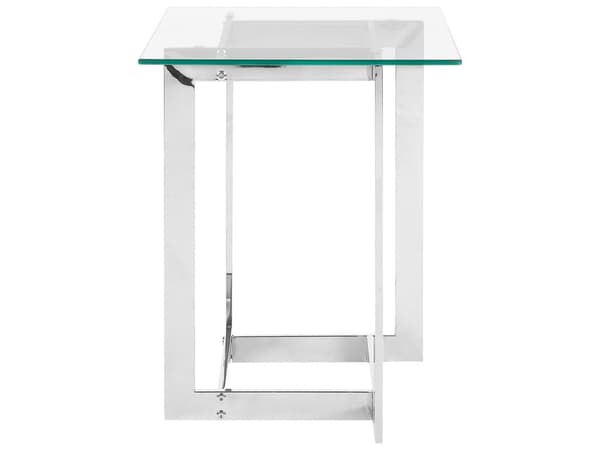 Sofabord Sølv Blank Metal og Hærdetglas 40 x 40 x 52 cm Firkantet Lille Sidebord i Glamour Luksuriøst Design til Stue Indretning Tilbehør