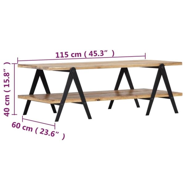 vidaXL sofabord 115 x 60 x 40 cm massivt mangotræ