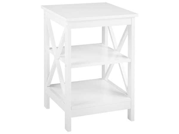 Sivupöytä valkoinen 40 x 60 x 40 cm MDF-levy matta neliö 2 hyllyä moderni