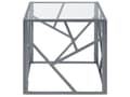 Miniatyrbild 4 av 7: Sidobord Transparent Glas Silver Metallram 50 x 50 cm Kubform Glam Modern