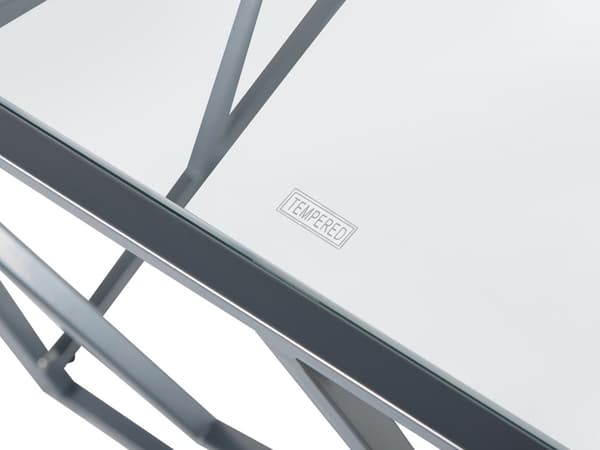 Sidobord Transparent Glas Silver Metallram 50 x 50 cm Kubform Glam Modern