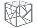 Miniatyrbild 1 av 7: Sidobord Transparent Glas Silver Metallram 50 x 50 cm Kubform Glam Modern