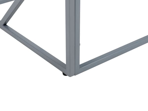 Sivupöytä hopea metalli karkaistu lasi pöytälevy neliö geometrinen moderni