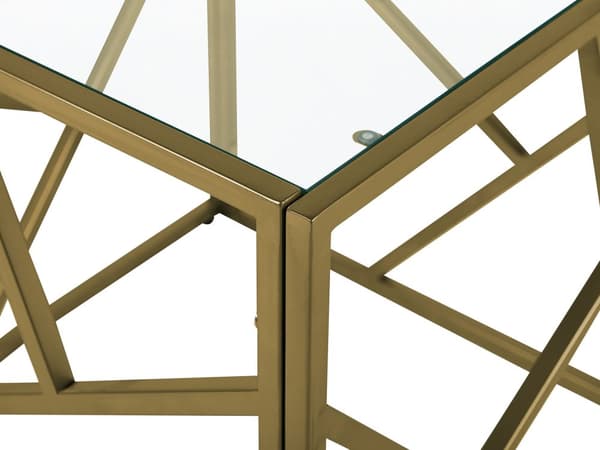 Guld Sofabord Transparent Glasplade Metalstel 50 x 50 x 50 cm Glamourøst Design