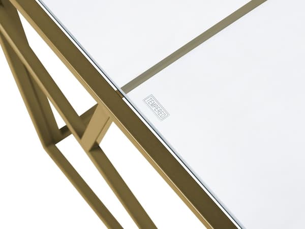 Guld Sofabord Transparent Glasplade Metalstel 100 x 50 x 45 cm Glamourøst Design