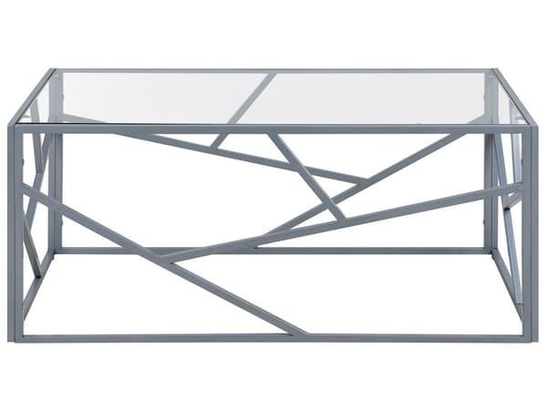 Sølv Sofabord Transparent Glasplade Metalstel 100 x 50 x 45 cm Glamourøst Design